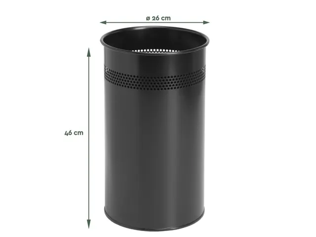 Papierbak Zwart Metaal 21 Liter
