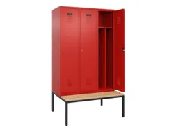 locker met bank,voor scheiding van kleding,HxBxD 2120x1200x815mm,3vak