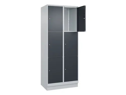lockerkast,HxBxD 1950x800x500mm,2x3vakken,vak B 400mm,cil.-slot,sokkel
