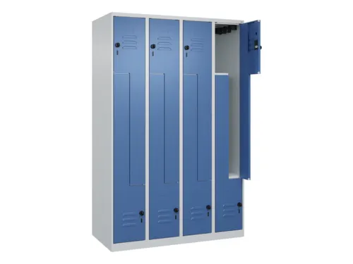 Z-garderobekast,HxBxD 1850x1200x500mm,vak B 150/300mm,draaigrendel