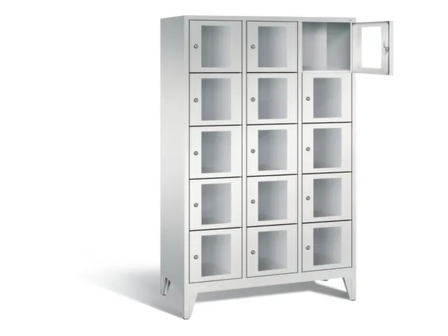 Lockerkast 1850x1200x500mm 3x5 vakken Cilinderslot Poten, RAL7035