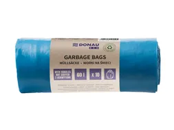 Donau Eco vuilniszak met handvatten LDPE 30 micron 60L 10 stuks blauw
