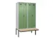 locker met bank,voor scheiding van kleding,HxBxD 2120x1200x815mm,4vak