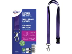 Lanyard Avery rPET lila 440x15mm met karabijnhaak 10 stuks