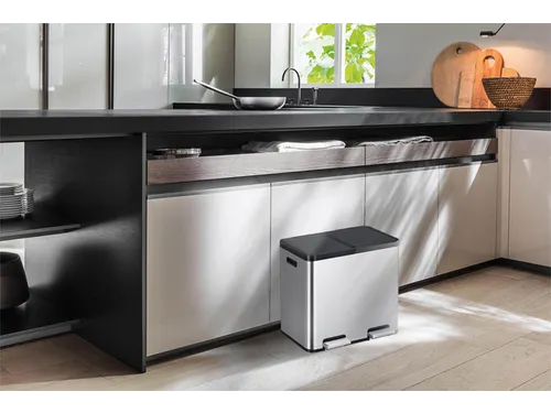 Afvalbak EKO Essential Recycler pedaalemmer 2x22 liter RVS
