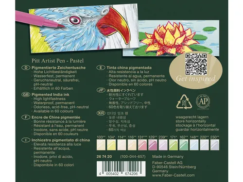 Tekenstift Faber-Castell Pitt Artist Pen Brush set 12 stuks pastel