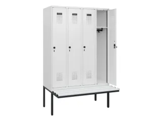 locker met bank,HxBxD 1950x1200x815mm,4vak,vak B 300mm,draaigrendel - 1