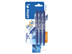 Rollerpen Pilot Frixion Ball Clicker 0.7mm Medium Blauw Blister 3 st