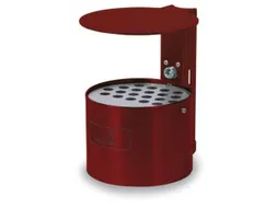 Asbak 4 liter HxØ 290x200mm Wandmontage Rond Rood Met Overkapping