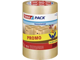 Verpakkingstape tesapack 66mx50mm transparant promopack 3 rollen - 1