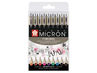 Fineliner Sakura Pigma Micron 05 0.45mm set à 9 kleuren - 1