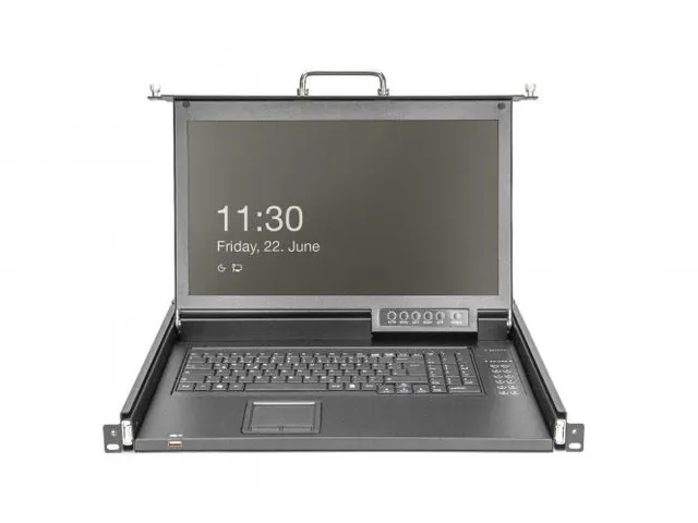 17 inch HD LCD KVM-console 8-poorts CAT5 touchpad Zwitsers toetsenbord