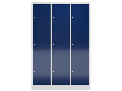 Lockerkast 1800x1185x500mm 3x3 vakken cilinderslot, sokkel, RAL5010