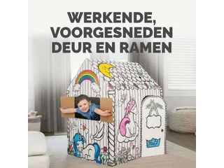 Kartonnen speelhuis XL Eenhoorn Bankers Box Play inkleurbaar - 7