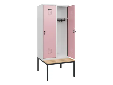 locker met bank,HxBxD 1950x800x815mm,2vak,vak B 400mm,draaigrendel