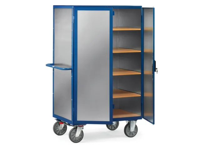 Kastwagen 750kg Laadoppervl. Lxb 1200x780mm 5 Legborden Met Deuren