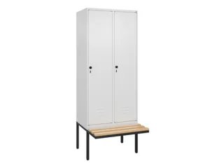 locker met bank,HxBxD 2120x800x815mm,2vak,vak B 400mm,draaigrendel - 1