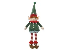 Decoris Kerstdecoratie Elf zittend met hangende benen 60cm