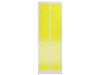 Lockerkast 1800x590x500mm 2x4 vakken cilinderslot, sokkel, RAL1018 - 2
