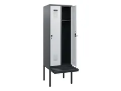 locker met bank,HxBxD 1950x600x815mm,2vak,vak B 300mm,draaigrendel