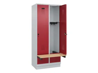 locker met bank,HxBxD 1950x800x815mm,2vak,vak B 400mm,draaigrendel - 1