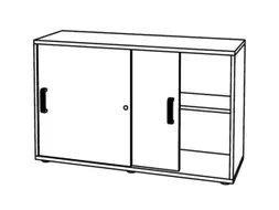 schuifdeurkast,HxBxD 748x1200x400mm,1xhouten vloer,2ordnerhoogte
