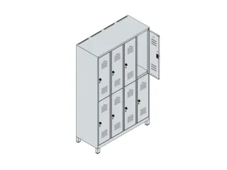 dubbeldekse locker,HxBxD 1950x1200x500mm,4x2vak.,vak B 300mm - 6