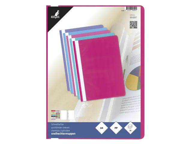 Snelhechtermap Kangaro A4 PP assorti krimp à 5 stuks