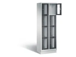 Lockerkast 1800x610x500mm 2x4 vakken Cilinderslot, Sokkel, RAL7021