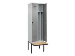 locker met bank,voor scheiding van kleding,HxBxD 2120x600x815mm,2vak
