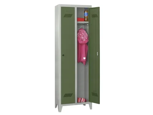 lockerkast v. kinderen,HxBxD 1600x630x500mm,2vak,RAL7035,front RAL6011