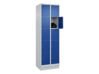 lockerkast,HxBxD 1950x600x500mm,2x5vakken,vak B 300mm,cil.-slot,sokkel - 1