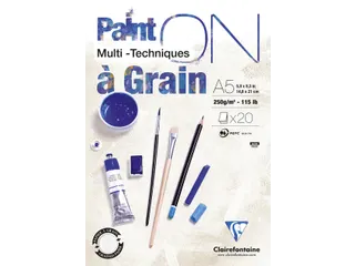 Tekenblok Clairfontaine Paint On A5 korrel 20v 250g - 2