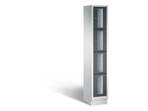 Lockerkast 1800x320x500mm 1x4 vakken Cilinderslot, Sokkel, RAL7021