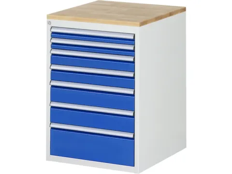 ladekast 825x580x650mm 7laden cilinderslot RAL7035 RAL5010 beuken