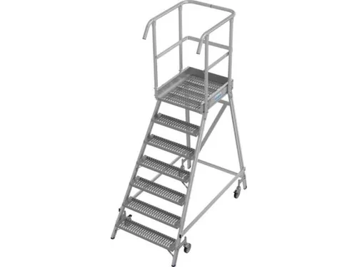 bordestrap,verrijdbaar,bordes H 1,7m,7treden m. R13-laag,aluminium