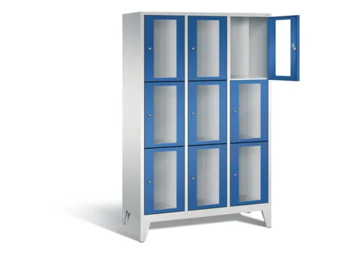 lockerkast 1850x1200x500mm 3x3 vakken Cilinderslot Poten, RAL5010