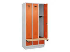 locker met bank,HxBxD 1950x900x815mm,3vak,vak B 300mm,cilinderslot