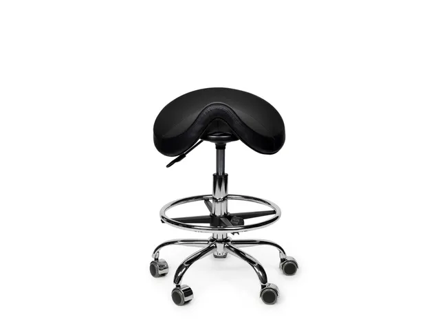 Premium zadelkruk zwart laag met voetring