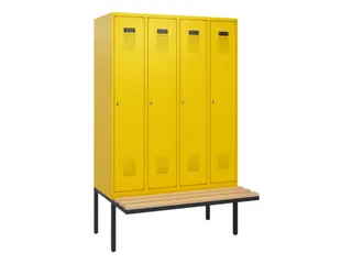 locker met bank,HxBxD 1950x1200x815mm,4vak,vak B 300mm,cilinderslot - 2