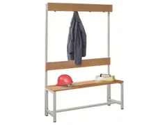 Omkleedbank Lxb 1000X400Mm Houten Latten Haken Enkelzijdig Lichtgrijs