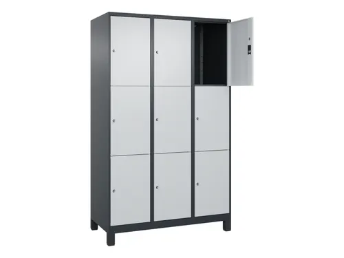 lockerkast,HxBxD 1950x1200x500mm,3x3vakken,vak B 400mm,cil.-slot
