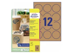 Etiket Avery L7106-25 permanent rond 60mm kraft 300 stuks 25 vel