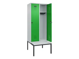 locker met bank,HxBxD 2120x800x815mm,2vak,vak B 400mm,draaigrendel - 1