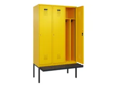 locker met bank,voor scheiding van kleding,HxBxD 2120x1200x815mm,3vak