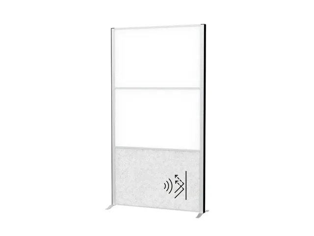 MAULconnecto scheidingswand 2x whiteboard 1x lichtgrijs Frame Zilver