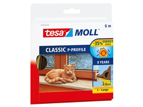 Tochtstrip Tesa Moll 05390 P profiel 9mmx6m bruin
