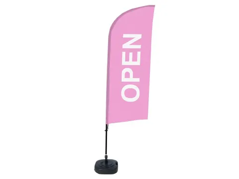 Promotievlag Alu Wind complete set "OPEN" Roze