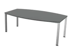 vergadertafel HxBxD 74x200x120cm vatvormig MS-donkergrijs 4voeten Alu