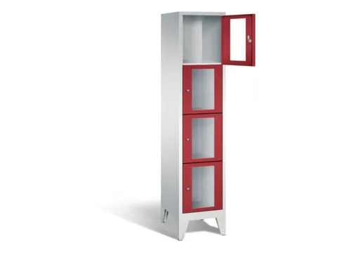 Lockerkast 1850x420x500mm 1x4 vakken Cilinderslot Poten, RAL3003